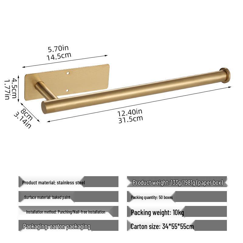 Väggmonterad pappershanddukshållare i rostfritt stål utan spik för badrum
