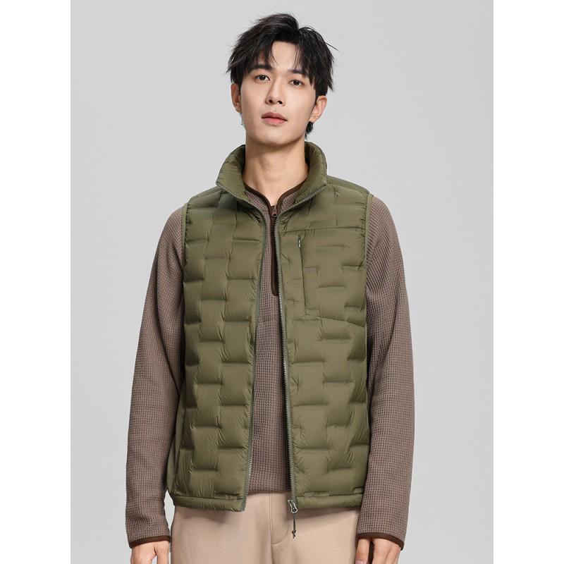 Mens Lightweight Down Vest Stand Collar Winter Casual Warm Fashionable Sleeveless Jacket