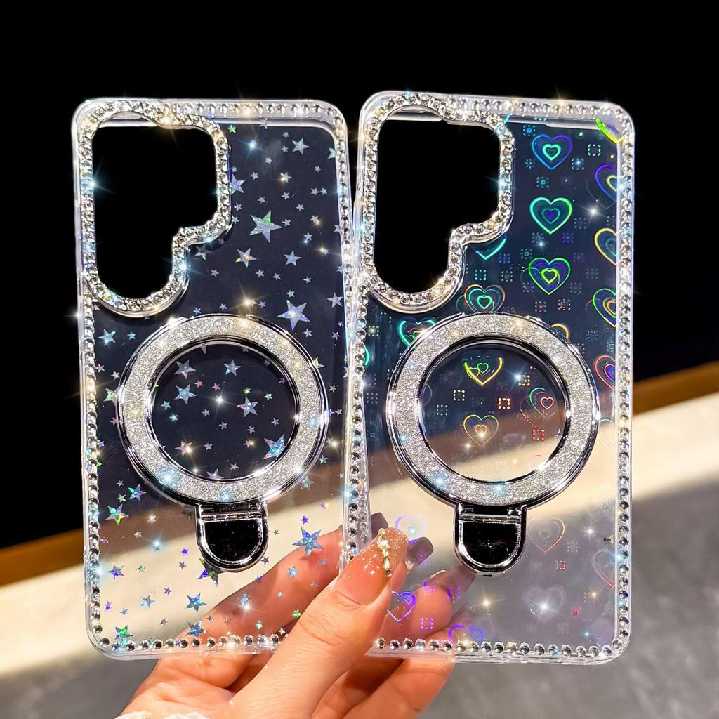 Fulcrum Rhinestone Glitter Holder for Samsung S26 Ultra/S25 Plus Luxury Phone Case A17/A56.