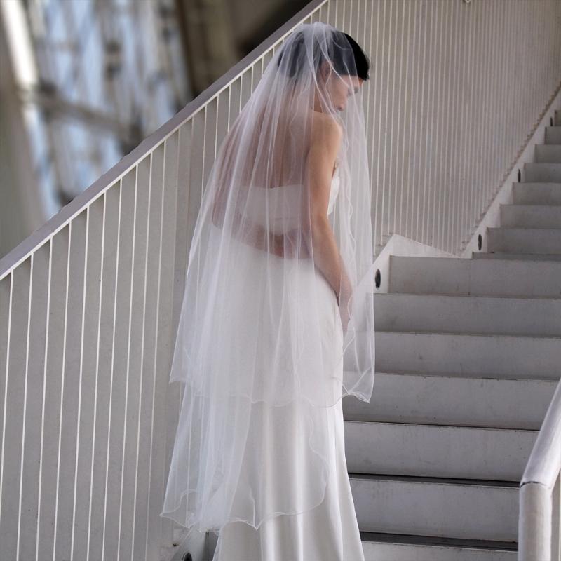 Breathable White Nylon Wedding Veil With Double Layer Rolled Hem Romance Bridal Accessory For Special Occasion