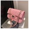2024 Herbst/Winter Trendige Damen Handtasche mit strukturierter Diamantkette, Umhänge-Schultertasche, kleine quadratische Tasche