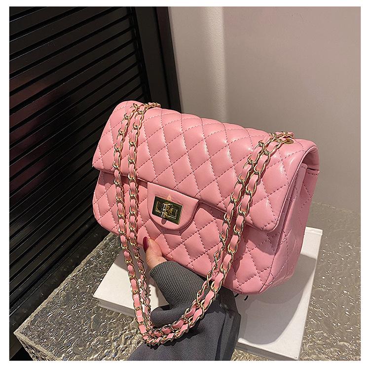 2024 Herbst/Winter Trendige Damen Handtasche mit strukturierter Diamantkette, Umhänge-Schultertasche, kleine quadratische Tasche