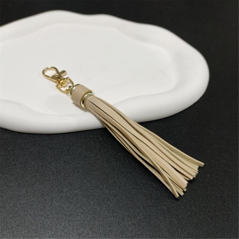 Handmade Tassels Keychain Bag Charm Stylish PU Leather Tassels Keychain Pendant With Metal Rings For Secure Attachment