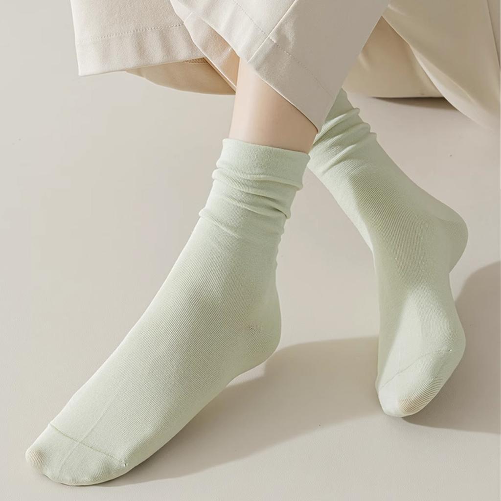 6 Pairs Women's Multicolour Crew Socks,  Slouch Socks, Elegant, Comfortable, Breathable, Moisture-Wicking