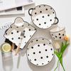Polka Dot Square Dumplings Plates New Household Ceramic Dividing Plate with Vinegar Dish Creative Underglazed Colour Tableware
