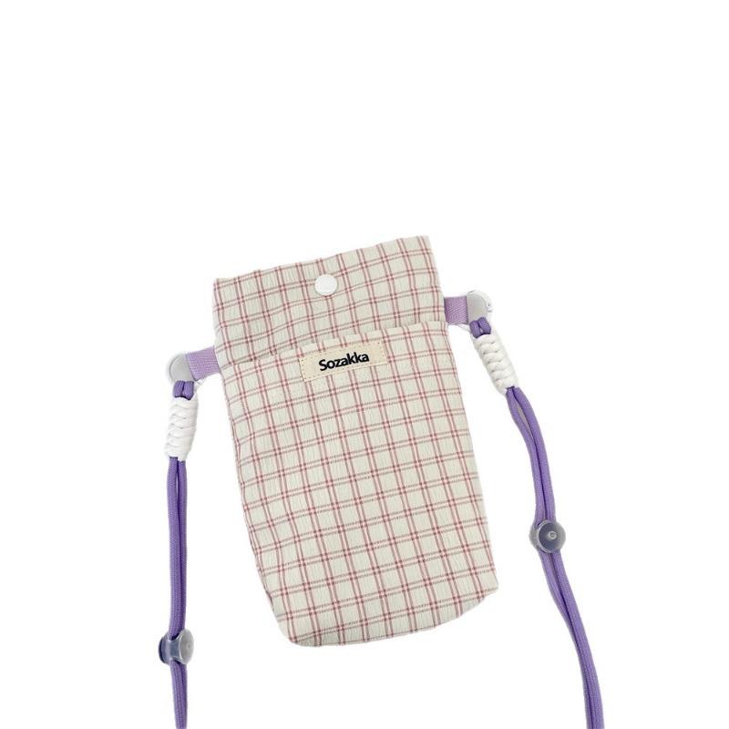 1 High-value Plaid Diagonal Span Mobile Phone Bag, New Girls' Sundries Storage Bag, Key Mobile Phone Storage