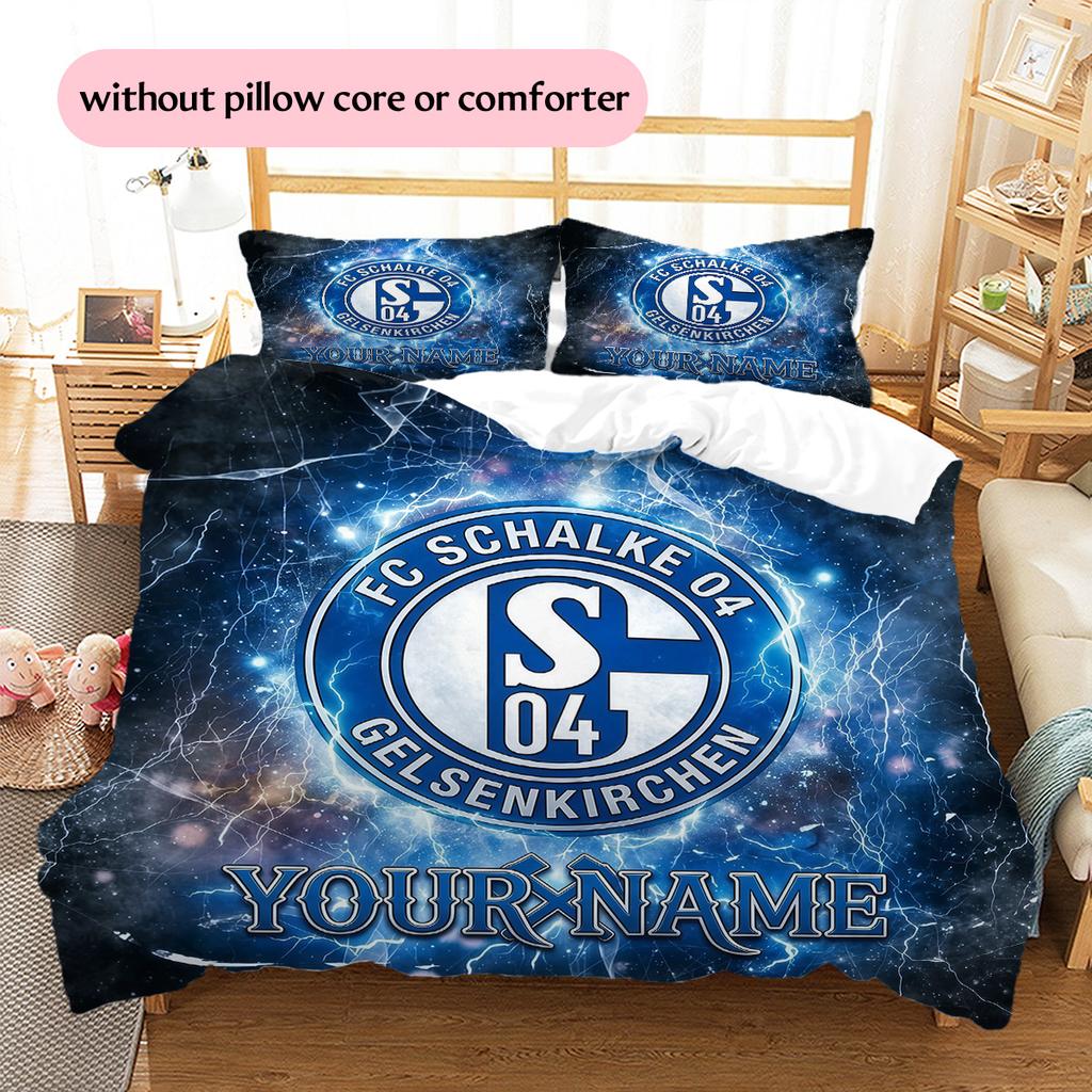 Custom Name Schalke 04 Pattern Bedding Quilt Set  Home Decoration  Gift (1 * duvet cover + 2 * pillowcase  without core)