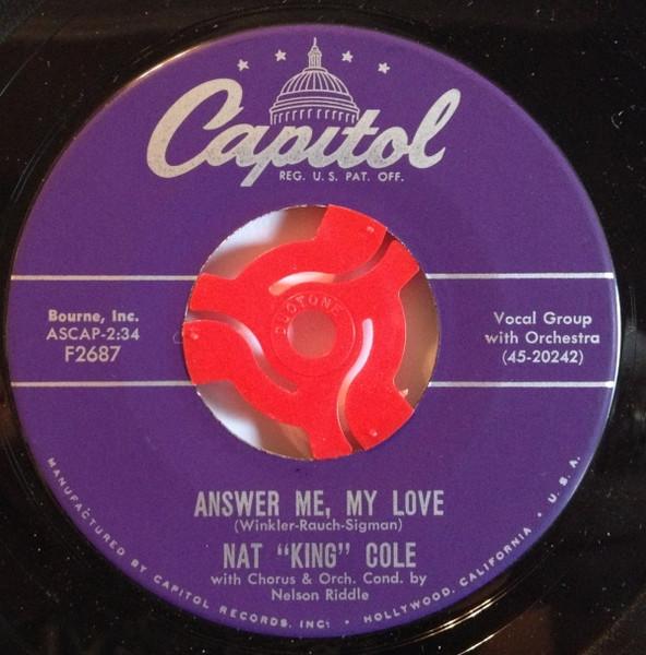 

7-дюймовая пластинка НАТ КИНГ КОЛ Answer Me My Love Why F2687 Capitol Records 1953 США Джаз Б/у