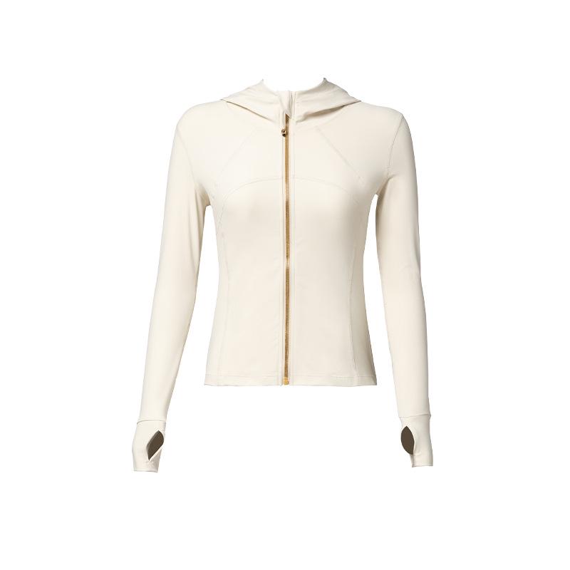 Women s Slimming Hooded Yoga Jacket – Autumn/Winter 2025 Sports Cardigan L (110-125 lbs) покинуть белый