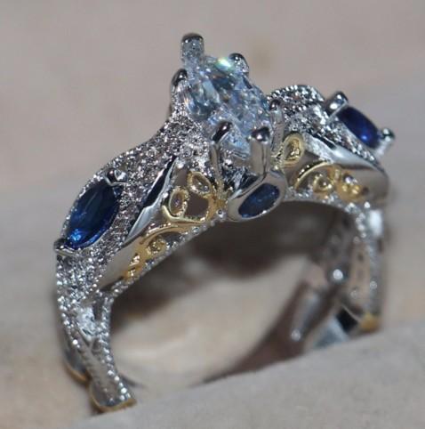 

Color Separation Blue Wedding Two-Color Ring Inlaid Zircon Aaa Ring, Don T Lady no. 6 платиновый