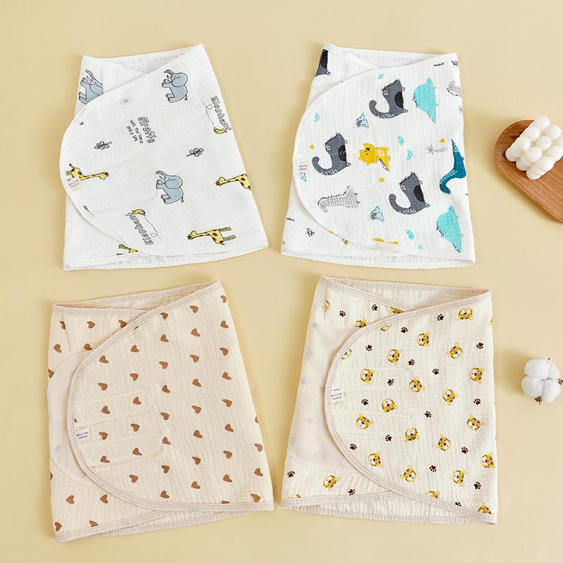 Vierlagige Mull-Baby-Swaddle-Decke mit Cartoon-Motiv - Anti-Schreck-Wickeltuch