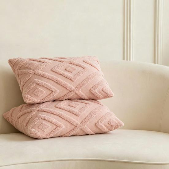 Rhombus Pattern Solid Color Pillowcase, Washable Throw Pillow Cover, Rectangle Square Cushion Cover for Home Living Room Bedroom Sofa Bed