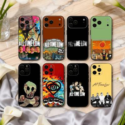 Punk A-All Time Low Band Phone Case For iPhone 17pro,16,15,14,13,12,11 Plus,Pro Max,XS,Soft Silicone Black Cover