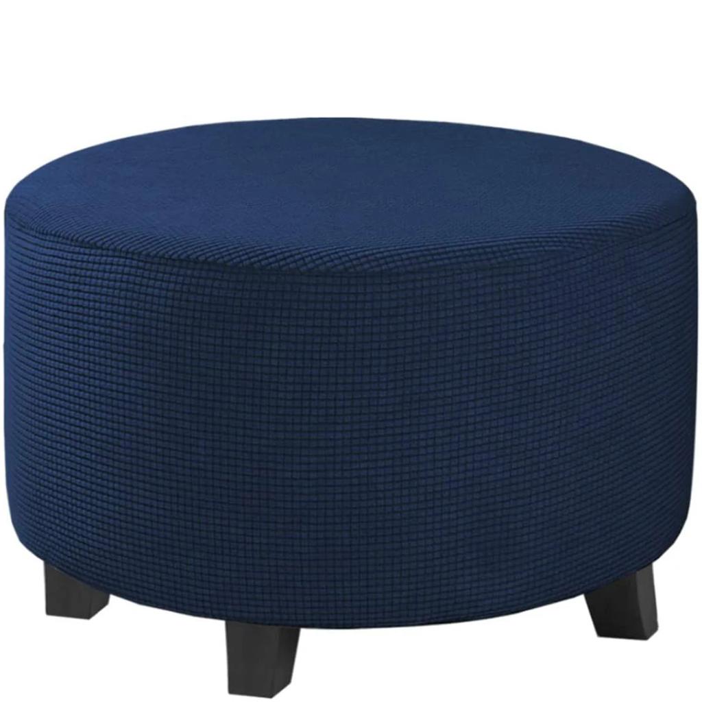 Jacquard Ottoman Cover Stretch Ottoman Slipcover Round Ottoman Storage Cover Folding Stool Covers Furniture Protector Cover
