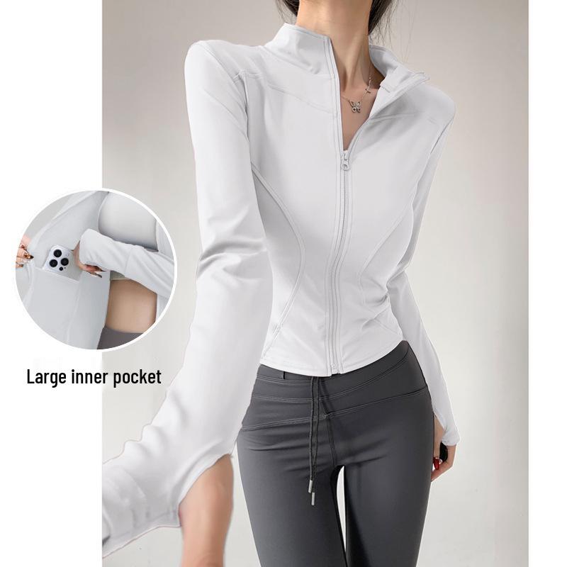 Women's Quick-Dry Yoga Jacket - Long Sleeve, Zipper, UV Protection Fitness Cardigan