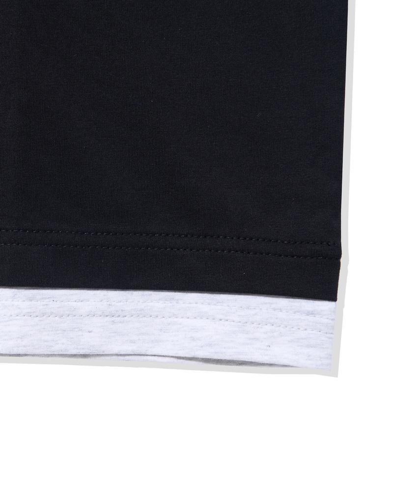 CGP Henley Neck Layered Short Sleeve T-Shirt - Black