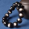 7A Natural Stone Prayer Silver Obsidian Bracelet with Obsidian and Double Natural Stone Power Stone Amulet Charm for Good Luck and Protection from