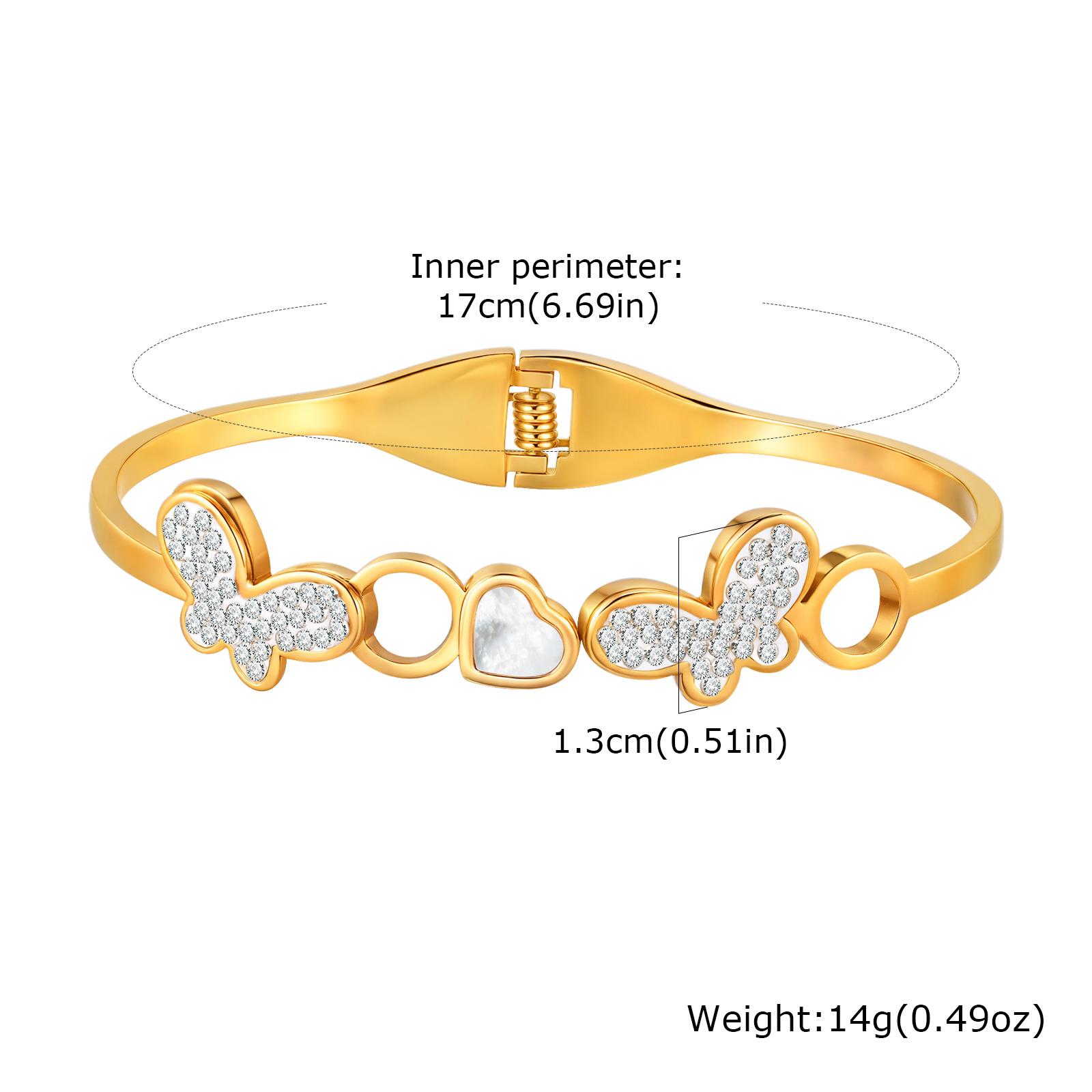 

Luxurious Butterfly Bracelet Stainless Steel Jewelry Sparkling Rhinestones Bangles Trendy Gold Color Bracelet For Women Mom Gift