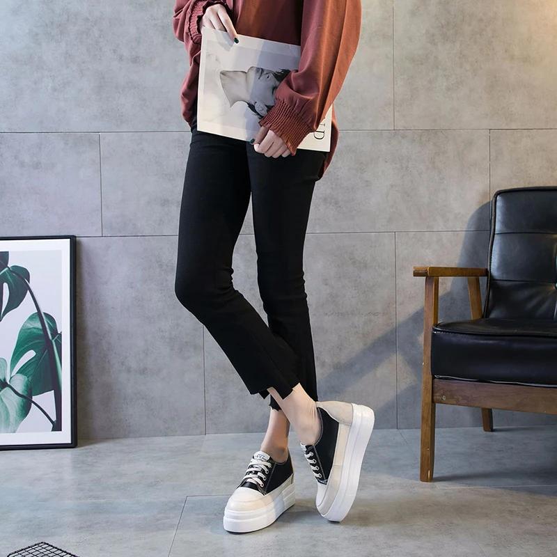 Fashion Casual Sport Sneakers Women Thick Bottom Shoes Woman 2024 Fashion Chunky Flat High Heel Tennis Females Platform Splicing Daily