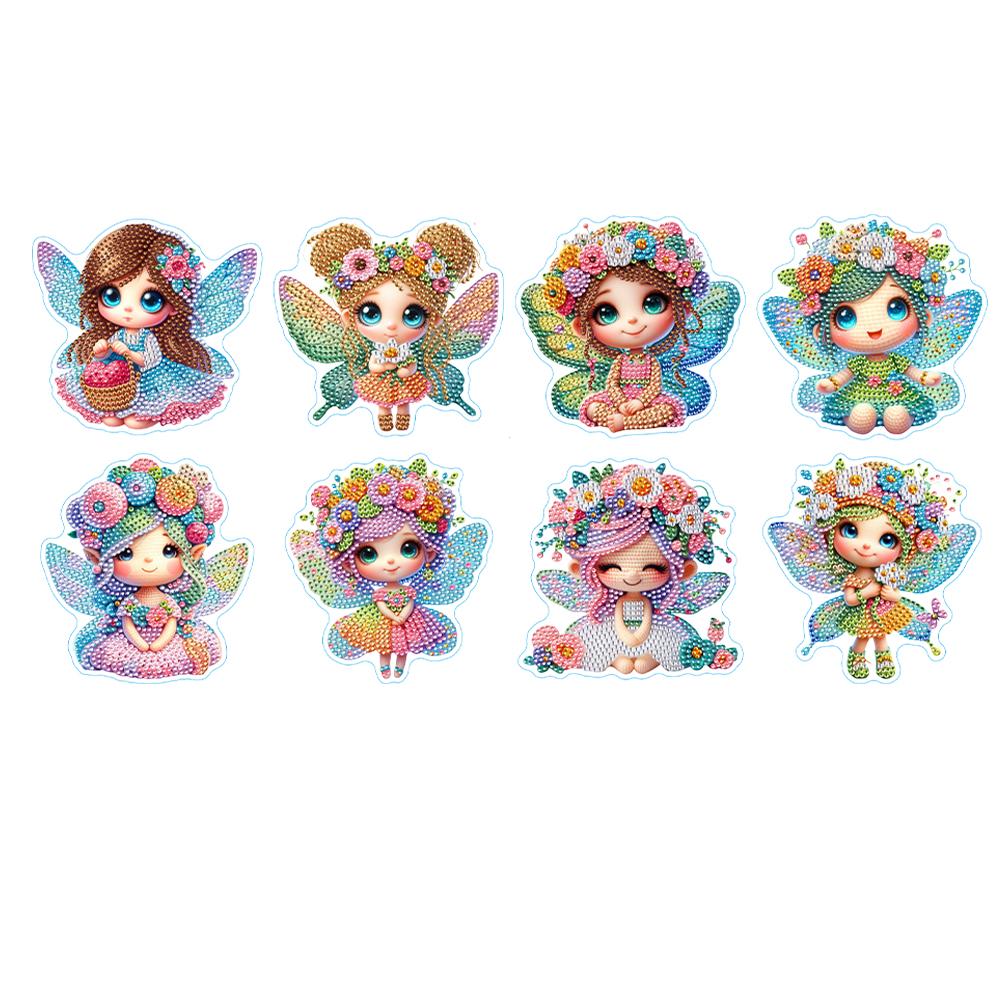 8 Pcs Diamond Art Stickers Cartoon Diamond Mosaic Sticker Diamond Art Painting Sticker Kits for Beginners Adults DIY Crafts