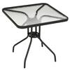 Square Garden Dining Table with Tempered Glass Top & Umbrella Hole, 76 X 76 Cm
