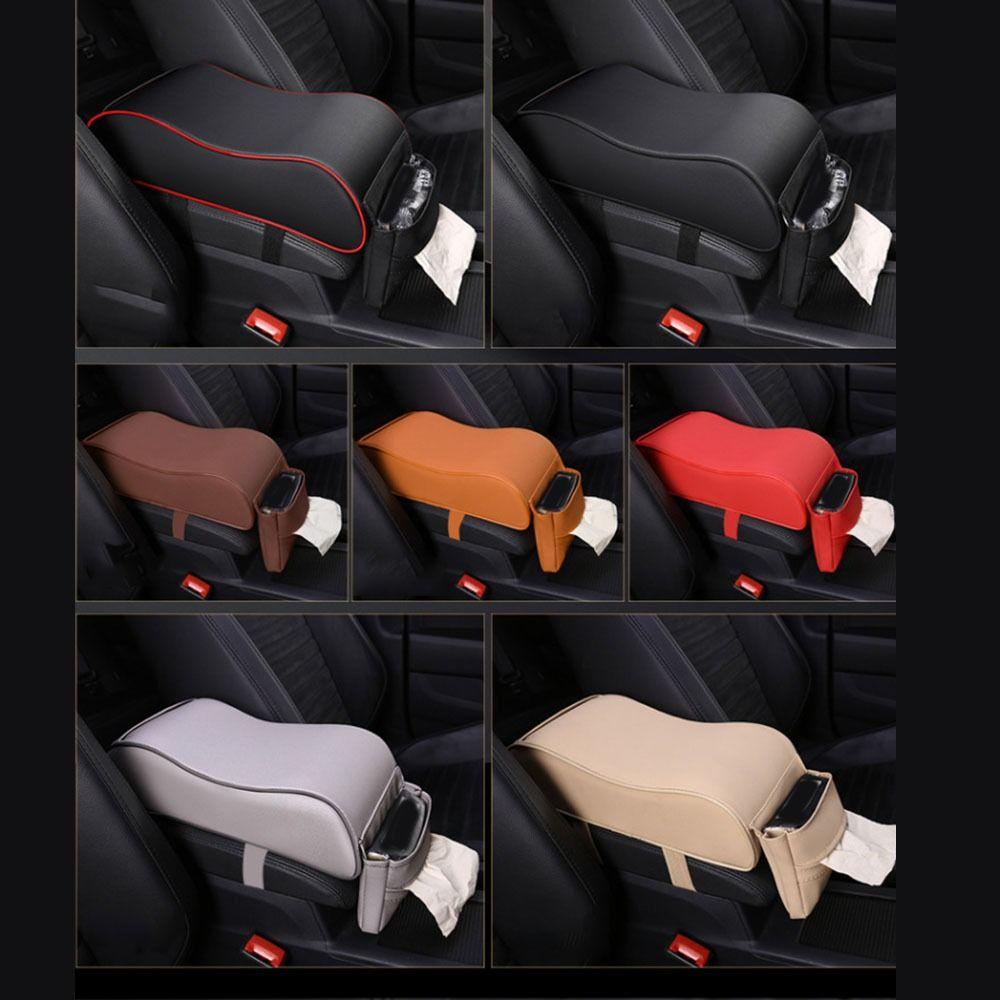 Leather Auto Protection Cushion with Pocket Arm Rest Protector Mat Car Armrest Pad  Central Console