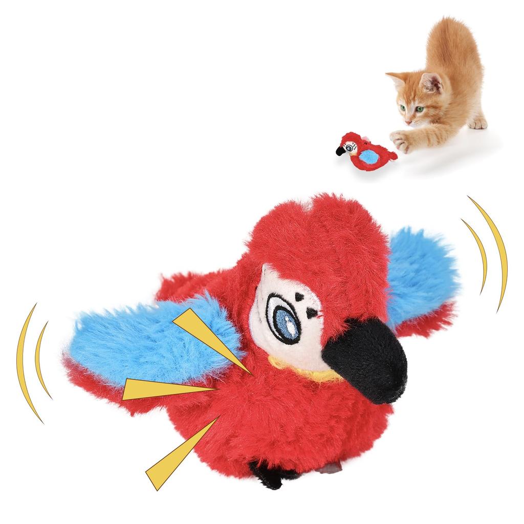 Cat toy bird chirp sound moving wings stuffed toy catnip kick kicker stress relief chewing safety present gift handmade