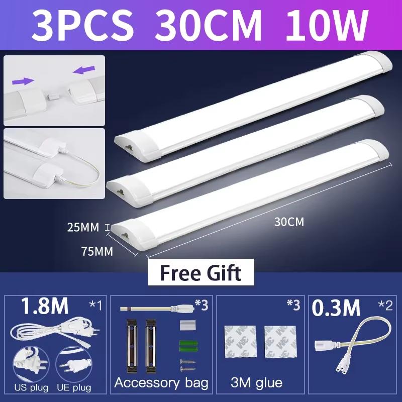 נורת לד צינור 110-220V 10/20W מנורת ארון מטבח תחתית תאורת בר עם כבל מתג 1.8 מטר לתאורת פנים ביתית חדר שינה