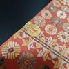 Used H-817 Half-width obi Pure silk Nishijin weave New Unused Chrysanthemum flower pattern