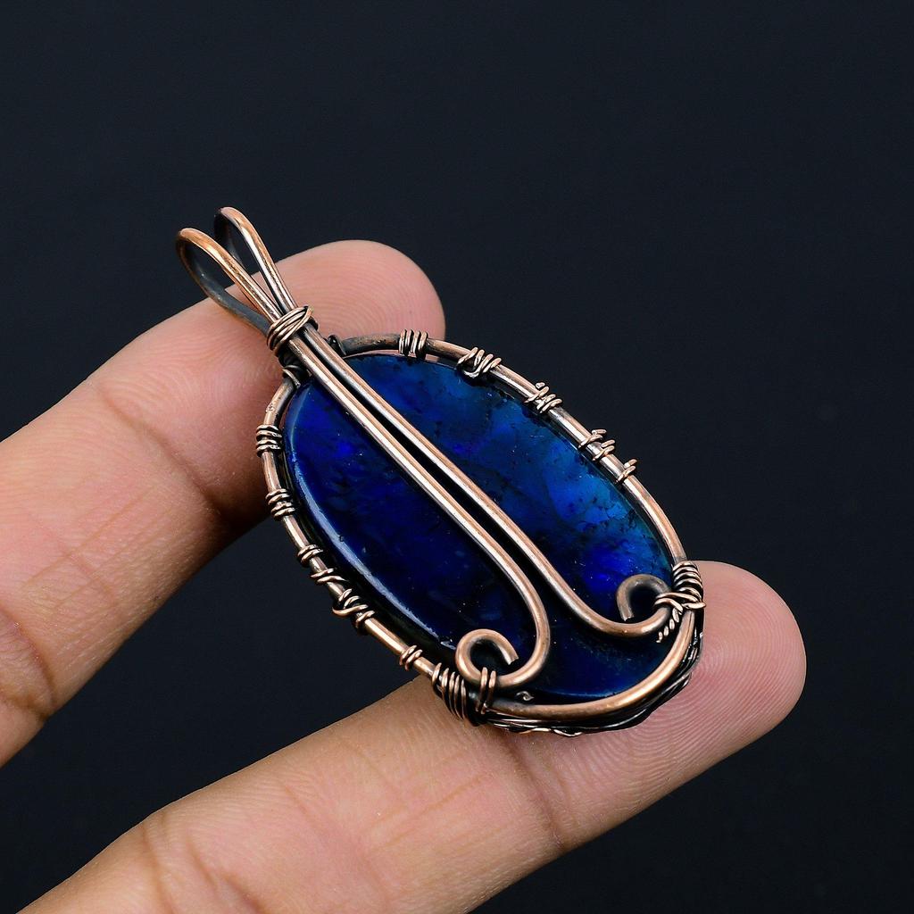 Tree Of Life Blue Flash Labradorite Handmade Pendant, Natural Gemstone Jewelry, 999 Copper Wire Wrapped Pendant Jewelry, For Gift