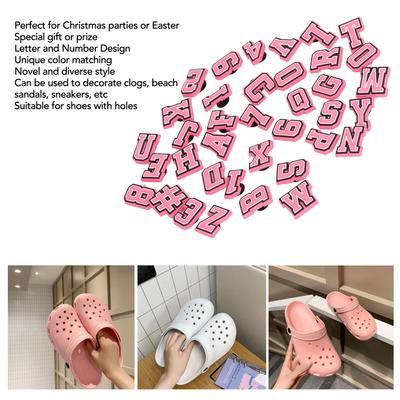 37Pcs Letter Shoe Charm Number Pattern PVC Lovely Shoes Charm Decoration Accessory Bright Color Shoe Charm Shoe Charm Accessory