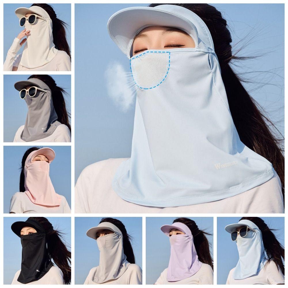 

Шарфы Ice Silk Mask Solid Color UV Protection Veil Elastic Sunscreen Face Cover Sports чёрный