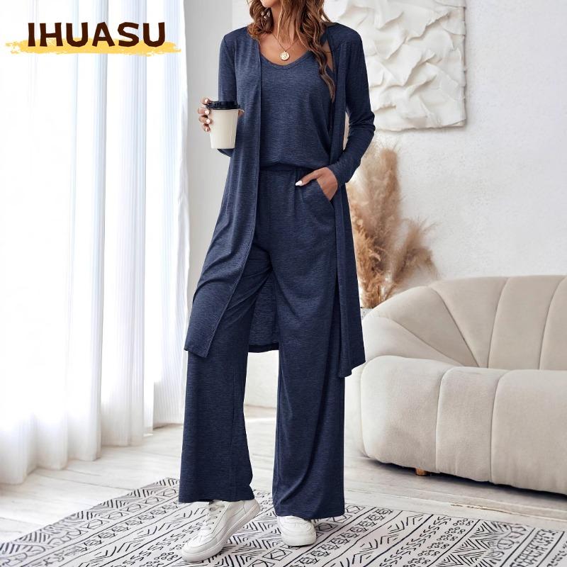 IHUASU Women's Fashion Casual Long Sleeve O-Neck Pants Suits
