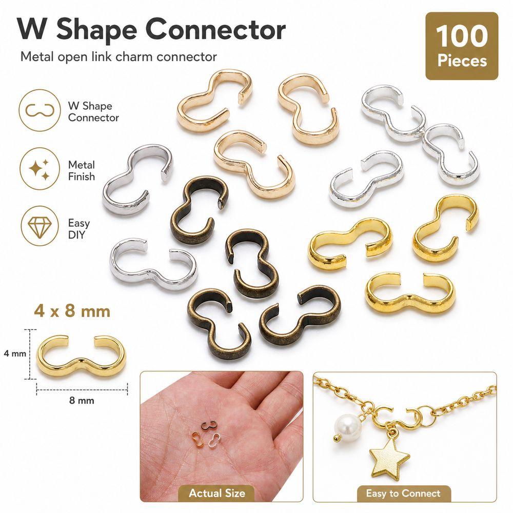 100Pcs Smooth Finish Charm Connector for Bracelets Necklaces Making DIY Jewelry Materials
