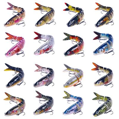 8 Segment Artificial Hard Baits Multi Jointed Swimbaits Swimming Lures with Treble Hook Saltwater Swimbait