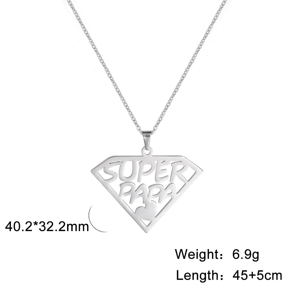 Lemegeton Mama Letter Necklace For Women Super Papa Mom Dad Pendant Stainless Steel Chain Choker Necklace Jewelry Mother's Day