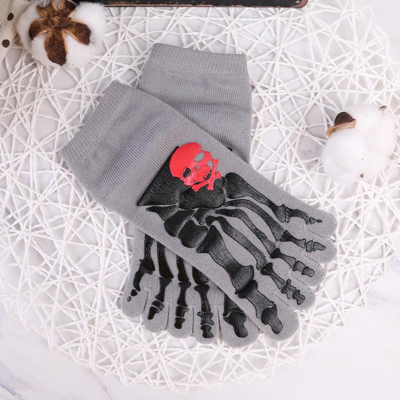 Creative Cotton Men's Five Finger Socks Soft Cotton Horror Skull Hand Claw Prints Summer Toe Socks Outdoor Sports Running Socks
