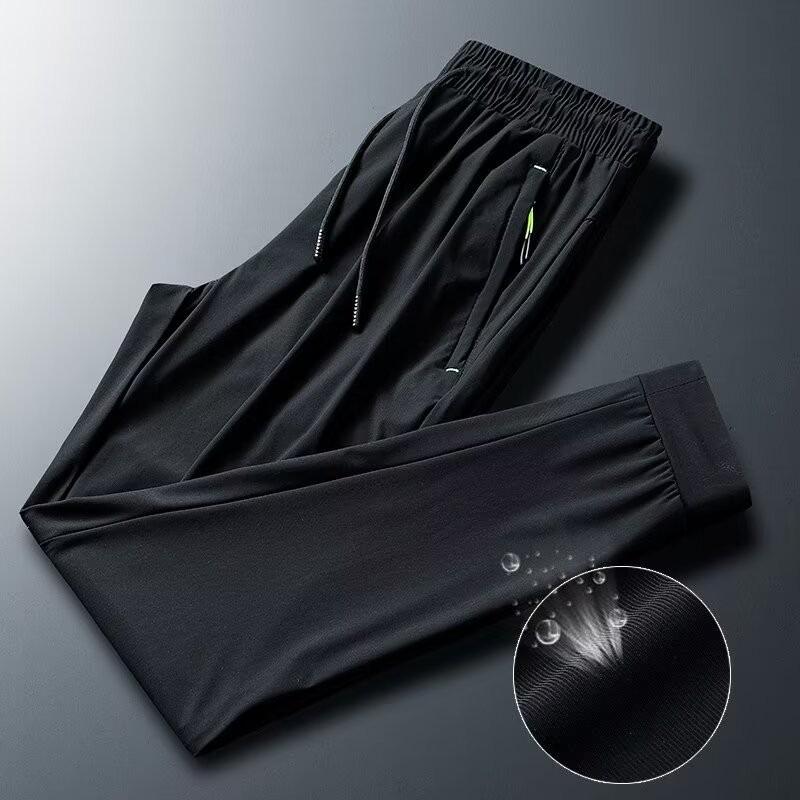 Ice silk mesh cool and breathable sweatpants men's summer thin green loose casual trousers
