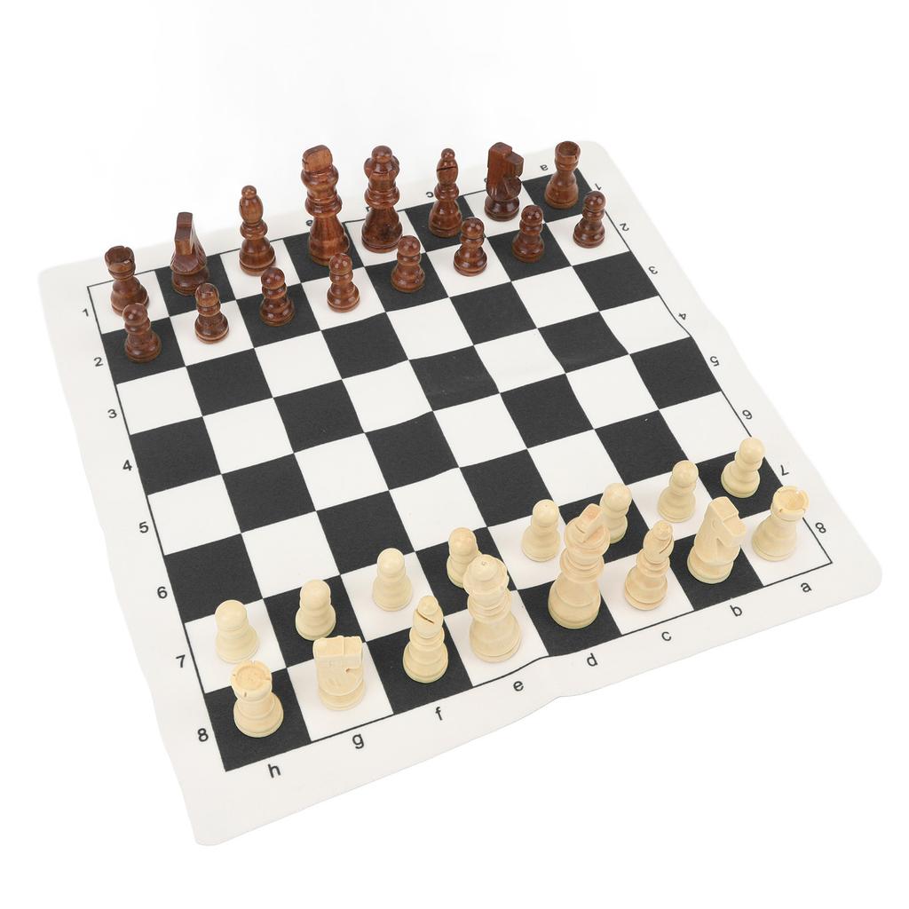 Chess Board Game Set   PU Lther Chess Board Wooden Chess Pieces Portable Chess Set with Storage Bag
