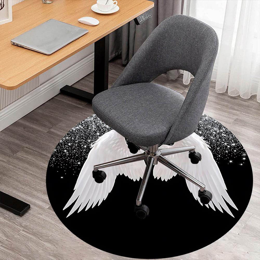 

1pc Wings Stars Round Chair mat Area Rug - Non-Slip, Floor Mat for Office, Bedroom, and Indoor Decor c1125178 80cm by 80cm