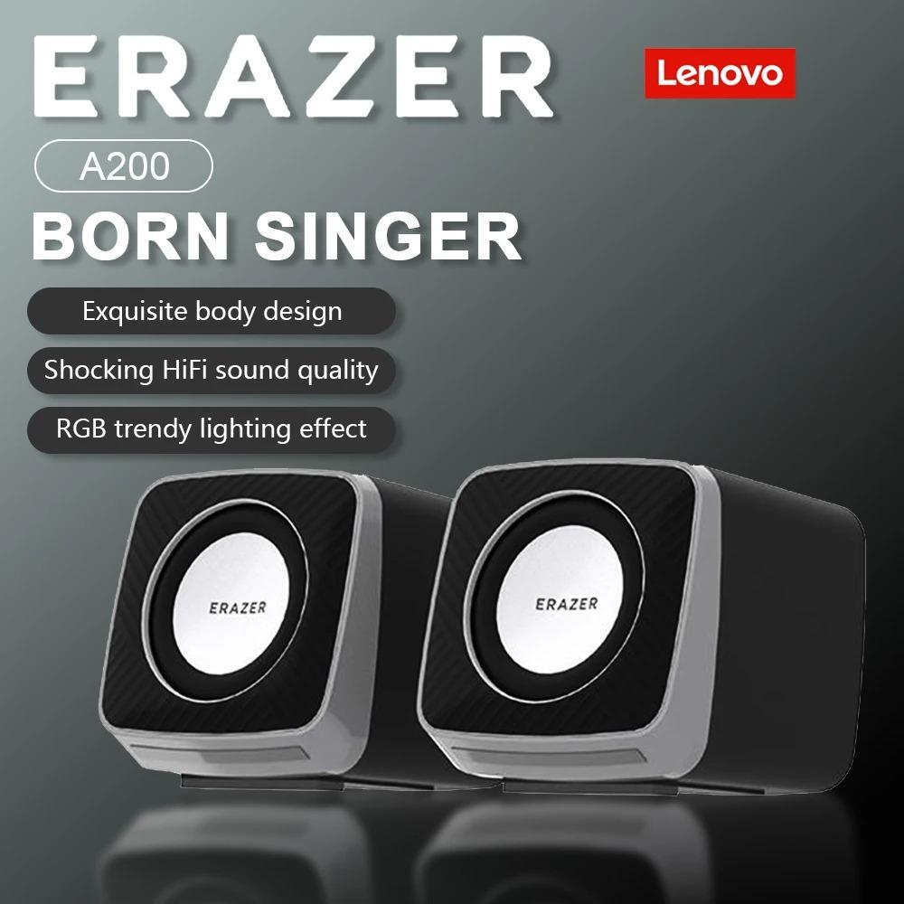New Lenovo A200 Computer Speakers HiFi Sound Quality RGB Cool Light Effect Stereo Sound Effects Mini Wired Speaker Erazer