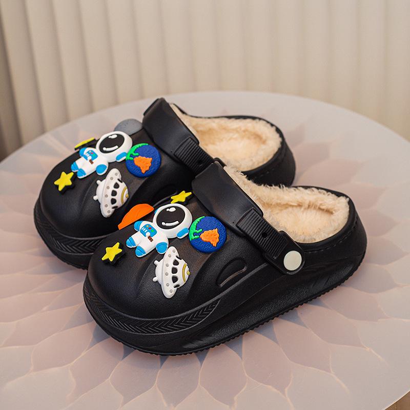 

Детские нескользящие зимние тапочки из ЭВА и хлопка 2025 28/29 чёрный