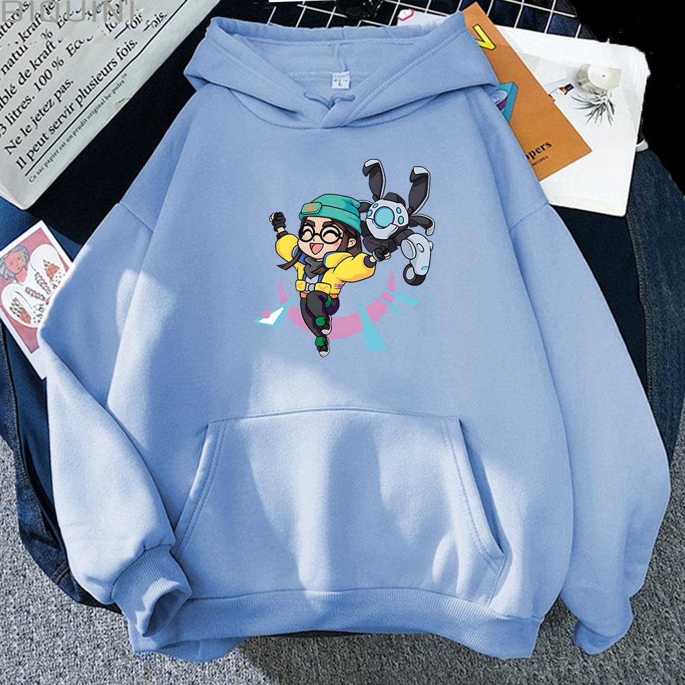 Killjoy VALORANT Mikiny Muži Unisex Kreslený Potištěný Legrační mikiny Harajuku Ženy Zimní oblečení 2021 Topy Wram Volná kapsa