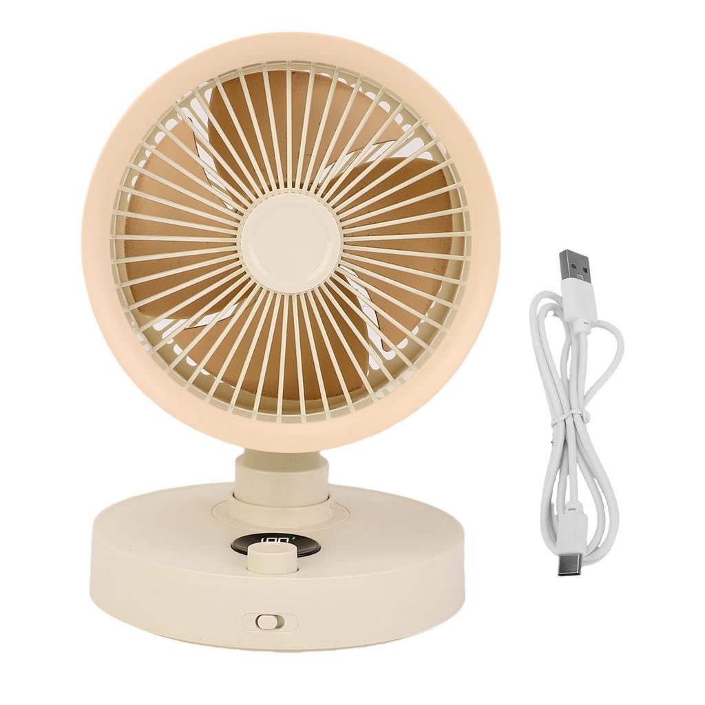 Desk Silent Fan with LED Display Auto Oscillating Table Fan for Bedroom 100 Speeds Adjustment USB Rechargeable
