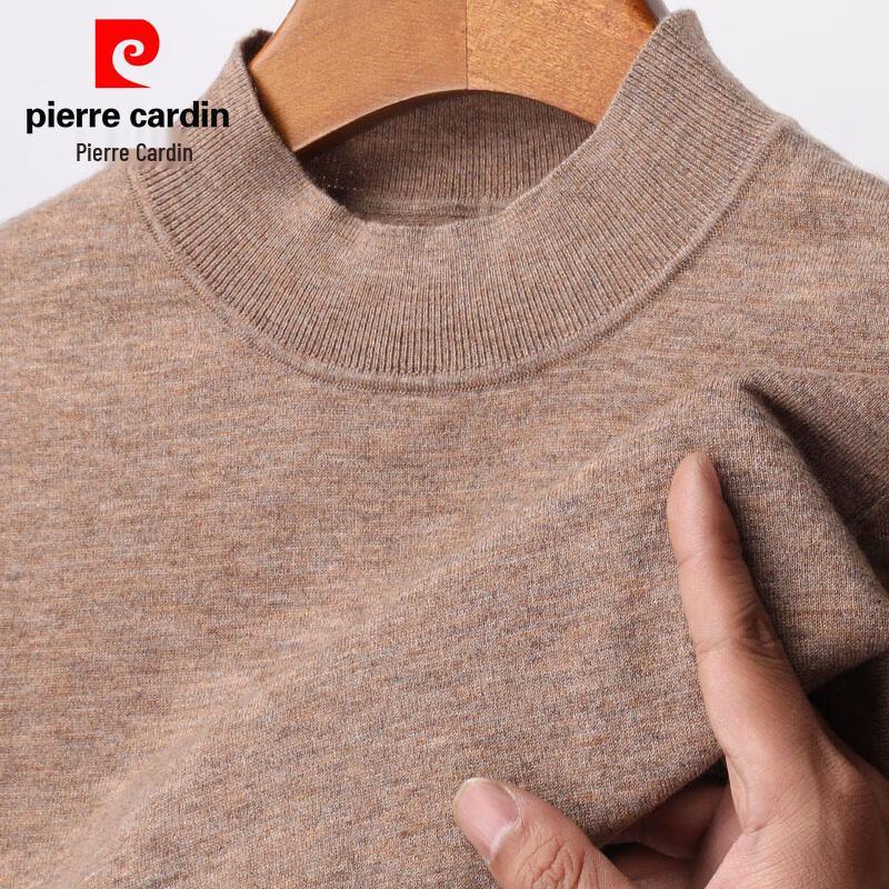 Pierre Cardin Men's 100% Pure Wool 3/4 Sleeve Semi-High Collar Sweater