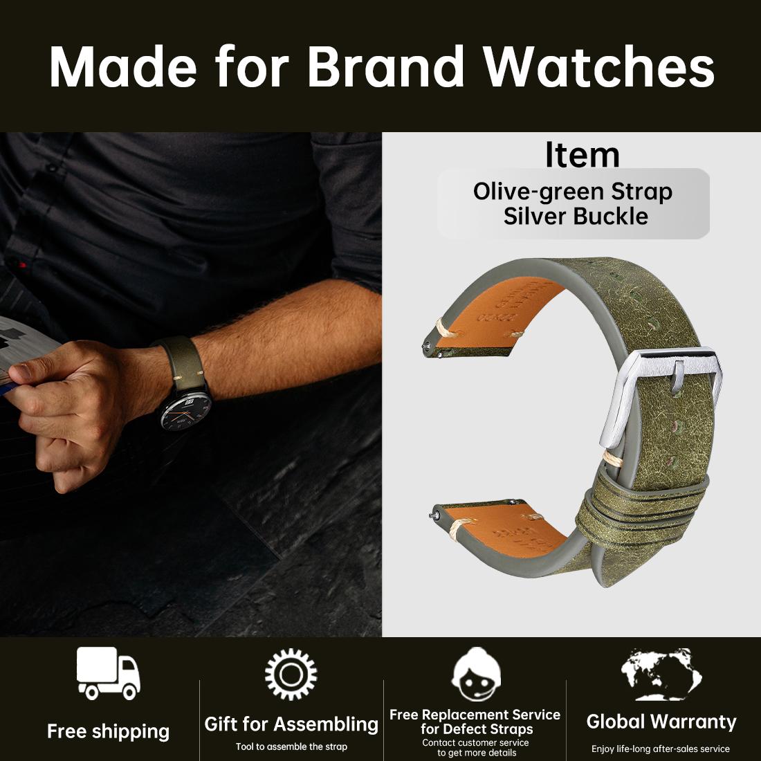 

Ремешок для часов из натуральной кожи в стиле ретро для Huawei Amazfit GTS 20 мм 22 мм, быстросъемный умный ремешок для часов, женский и мужской ремешок для часов, аксессуары 18mm