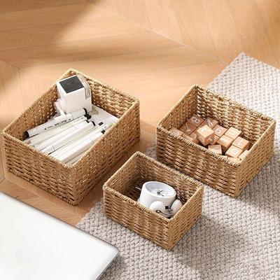 Handgefertigte Kosmetik-Aufbewahrungsbox Große Kapazität Snack-Aufbewahrungsbox Geflochtener Aufbewahrungskorb Küche