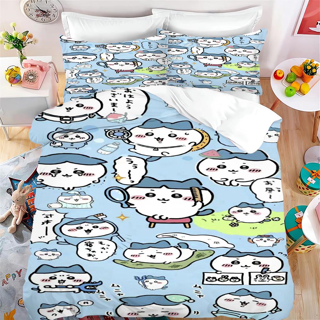 Quilt Duvet Miniso-Collaboration Bedding Set Chiikawa Xiaoba Giy Usachi Children'S 3-Piece Badroom Children Birthday Gifts