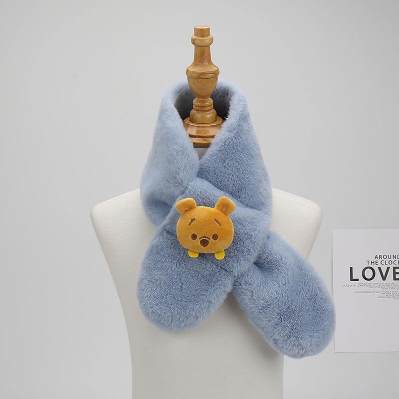 

2024 Adorable Cartoon Rabbit Fur Kids Winter Scarf - Plush and Cozy Neck Cover for Boys & Girls