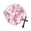 Unisex Long Rosary Beads Chain Crosses Pendant Catholic Crucifix Charm Necklace Flower Beads Neckchain Jewelry Gift